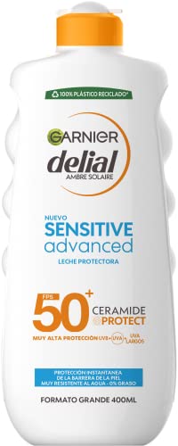 Garnier Delial Sensitive Advanced Leite solar para peles claras, sensíveis e intolerantes ao sol, alta proteção IP50, 400 ml