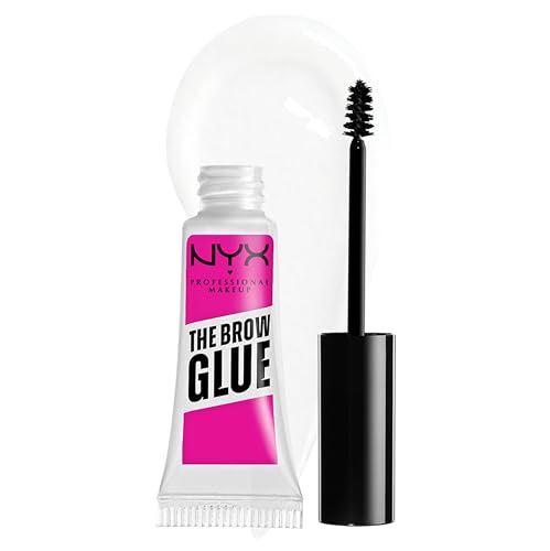 NYX Professional Makeup Fixador de sobrancelhas longa duração 16 horas The Brow Glue, fórmula vegana, gel transparente