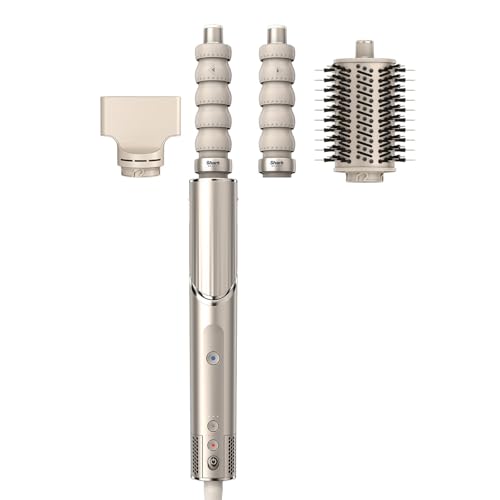 Shark FlexStyle Secador de cabelo e modelador, 3 em 1, modeladores automáticos, escova redonda, concentrador, sem danos causados pelo calor, em champanhe, HD426SLEU