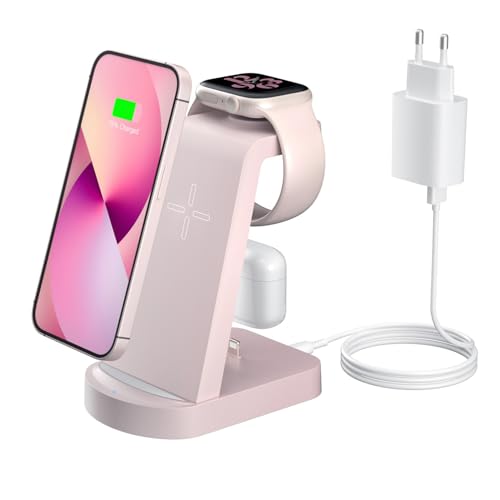 Carregador sem fio, INNISTO carregador sem fios com adaptador de 18 W, estação de carregamento compatível com iPhone 16/15/14/13/12 Pro/Pro MAX, Apple Watch Ultra/10/9/8/7/SE/SE2/6/5/4/3/Air. Pods32