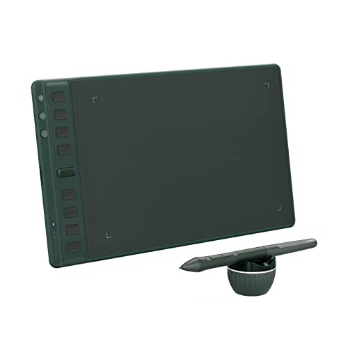 HUION Inspiroy 2 M Tablet gráfica, nova caneta digital PW110, 8 teclas de acesso direto personalizáveis, deslocador fácil de usar, ideal para desenhar, estudar e trabalhar em casa, verde