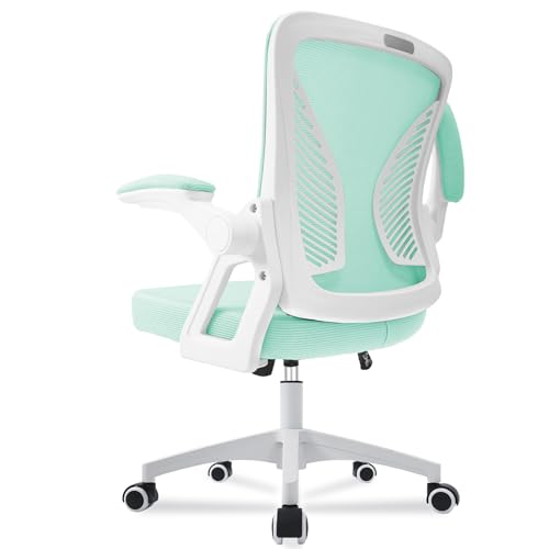 Milacyee Cadeira de escritório ergonómica, com suporte lombar, rodas giratórias de 360 graus, malha respirável, encosto de cabeça ajustável, apoio de braço regulável em altura, (verde)