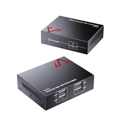 AV Access Extensor USB de 4 portas de alta velocidade sobre Cat5e/6 até 480 Mbps, 4 × USB 2.0 suporta 2 câmaras Web USB de forma síncrona e todos os sistemas operativos, plug and play