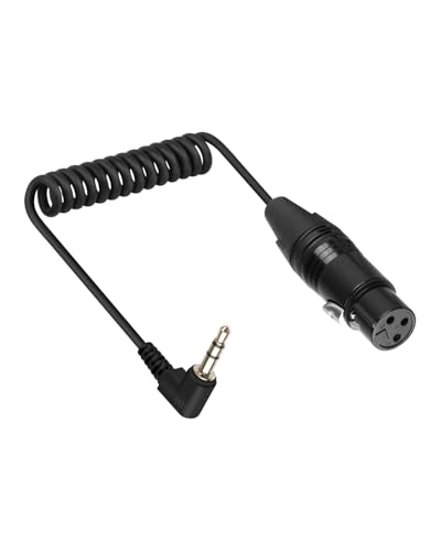 RIIEYOCA Cabo coaxial de 90 graus de 3,5 mm a XLR curto, XLR 3 Pin feminino a Jack TRS macho de ângulo reto de 1/8 polegadas, cabo de áudio estéreo para microfones (50 cm / 1,65 pés)