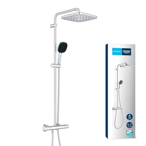 GROHE Vitalio Comfort 250 Sistema de chuveiro com misturador termostático (economia de água, 2 tipos de jato, durável), cromado 26696001