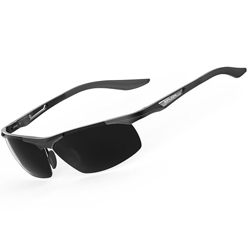 SIPLION Óculos de sol masculinos polarizados desportivos Al-Mg metal super leve armação UV400 CAT 3 CE
