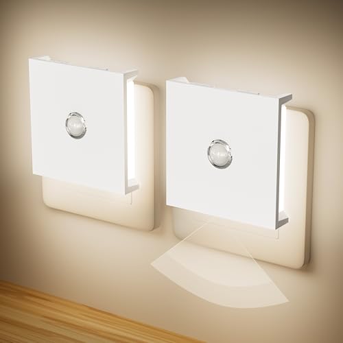 Feliigo Luz noturna com sensor de movimento, 2 peças luz noturna infantil tomada regulável com 3 modos, brilho ajustável para quarto de crianças, casa de banho, corredor, cozinha, escadas