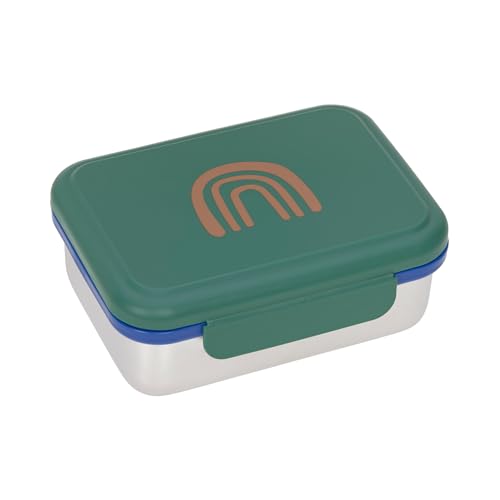 LÄSSIG Lancheira infantil em aço inoxidável lancheira de pequeno-almoço sustentável para o jardim de infância/Lunchbox Little Gang Rainbow green