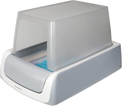 PetSafe ScoopFree, Areneiro para gatos auto-limpável, suporte automático coberto, inclui bandejas descartáveis de areia de vidro, elimina odores, controlo de saúde, 2ª geração