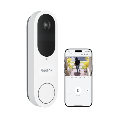Reolink 2 K campainha sem fios exterior impermeável, câmara guarda-redes com bateria, visualização de 150 ° x 150 °, 2,4/5 GHz Wi-Fi, alimentação por bateria/cabo, deteção de pessoa/veículo/pacote