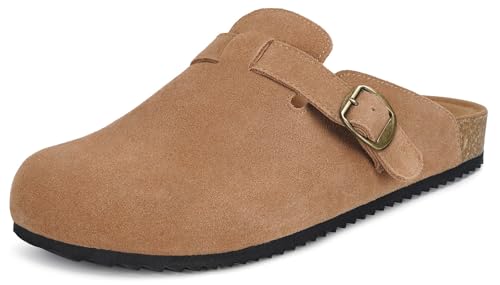 Intini Tamancos e bonecos para homem mulher chinelos de pele com cortiça fechados chinelos de jardim sandálias com fivela ajustáveis confortável 36-46