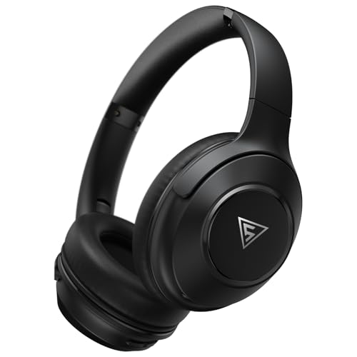 DOQAUS Auriculares sem fios Bluetooth, 3 modos EQ, 70 horas de reprodução, Bluetooth 5.3, capacetes sem fios Bluetooth com microfone e controlador de 40 mm, para telemóveis/TV/PC/casa-preto