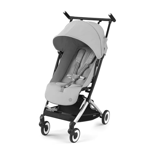 CYBEX Gold Carrinho de passeio Libelle com sistema de arnês One-Pull, de 6 meses a 4 anos (máx. 22 kg), leve (apenas 6 kg), cinza (cinzento com moldura prateada)