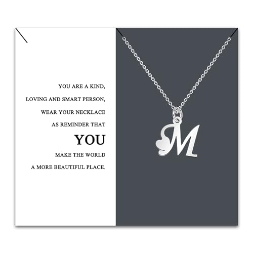 HEYEJET Colar inicial original aço inoxidável, colar mulher com pingente letra A-Z pequenas - bijuteria presente mãe filha aniversário namorada ou amigas presente com cartão inspiradora