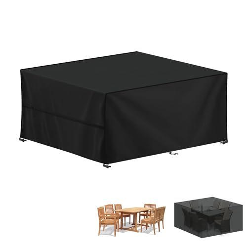 LAMUNI Capa protetora para móveis de jardim retangular capas para móveis de terraço, impermeável, capa de mesa exterior anti-UV, cobertura de exterior para mesas, cadeiras, sofá de jardim, 200 x 160 x