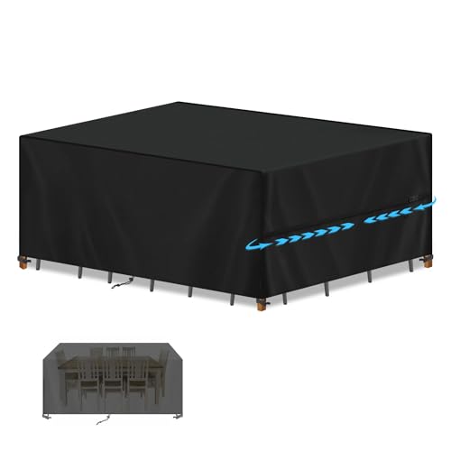 SIMPHAUS Capas exteriores móveis de jardim capas impermeáveis para móveis de terraço, lona, cobertura de mesa de jardim, capa sofá exterior anti-UV, tecido Oxford 420D, resistente ao vento 240 x 140 x