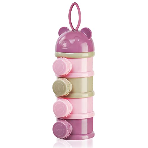 Vicloon Dispensador de leite em pó para bebé, dispensador de leite em pó com 4 compartimentos, dispensador caixas empilháveis de fórmula para bebé, recipientes de aperitivos para frutas