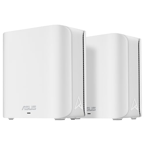 ASUS ZenWiFi BD4 2-Pack Mesh WiFi 7 de banda dupla, 3600 Mbps, cobertura de 470 m², duas portas 2,5 G, controlos de segurança e parentais incluídos, Smart Home Master SSIDs, branco