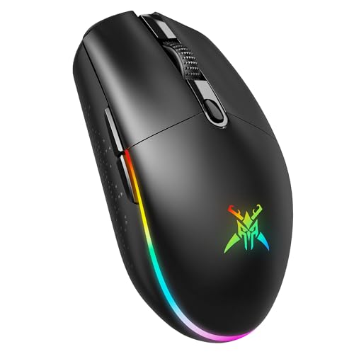TECKNET Rato para jogos, rato sem fios recarregável até 8000 dpi, 2,4 G/rato Gaming com cabo e 6 modos RGB, Mouse Gaming de PC com edição macros para Win11/Win10/Win8, Win7/Mac OS X10.4 + 12