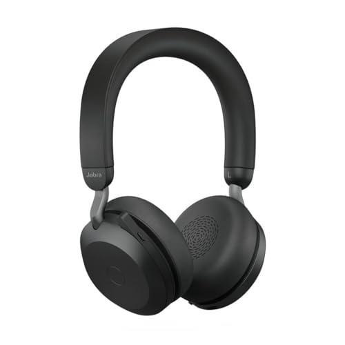 Jabra Evolve2 75 Auriculares estéreo sem fios para PC com 8 microfones-auriculares de espuma dupla com cancelamento de ruído ativo, adaptador Bluetooth USB-A - compatível com -preto