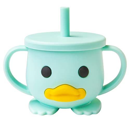 nohlerlife Caneca de treino de silicone para crianças pequenas, caneca de desmame LED para bebés com alça dupla, caneca aberta para bebé, inquebrável, 7 onças, mais de 6 meses (caneca tampa e creme de