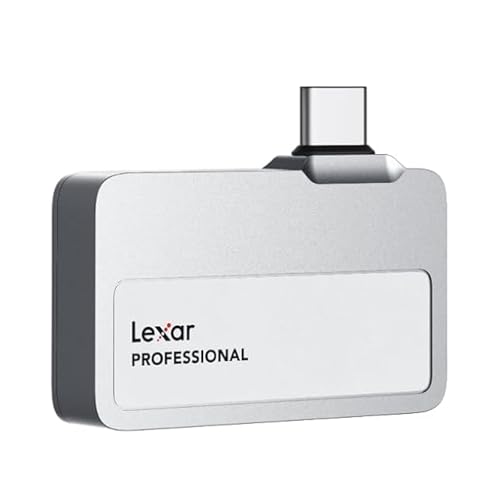Lexar 2TB Externo SSD Professional Go, ultra compacto, compatível com Apple ProRes, até 1050 MB/s de leitura, USB 3.2 Gen 2, resistente à água e ao pó IP65, para iPhone 15/16 Pro, prateado