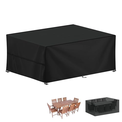 LAMUNI Capa para móveis de exterior, capa de mesa de jardim, impermeável, tecido Oxford 420D, capa protetora para móveis de jardim, anti-UV, capa para mesa de jardim, retangular, 240 x 100 x 80 cm