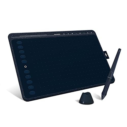 HUION HS611 Tabletes de lápis de desenho, tablet gráfico com função de inclinação lápis PW500 sem bateria e teclas multimédia para BGM, compatível com Android, Windows e Mac OS (azul)