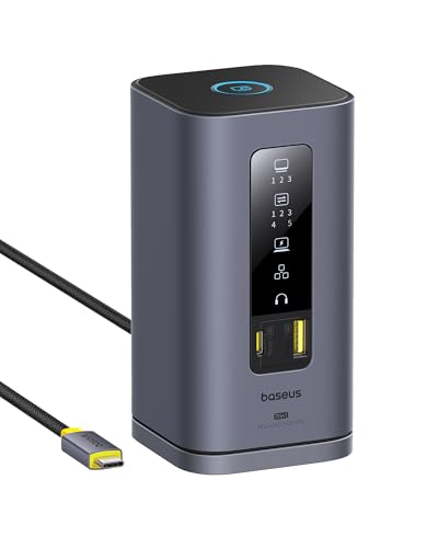 Baseus Spacemate Displaylink Docking Station USB C, monitor de 11 em 1, 3 4K, 10 Gbps USB-C/A, PD 100 W, Ethernet, áudio, para M1/M2/M3/Win e MacOS
