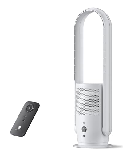 ULTTY Ventoinha sem pás, ventilador de torre silencioso com filtro HEPA, remoto, 9 velocidades 3 modos, 80 cm Bladeless Tower Fan portátil, temporizador, segurança infantil, CR022