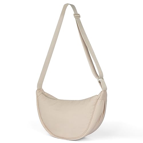Aucuu Mala de tiracolo para mulher, meia-lua impermeável bolsa tiracolo de nylon, casual leve bolsa crossbody mulher com alça de ombro ajustável, para viagens, compras, escola, escritório