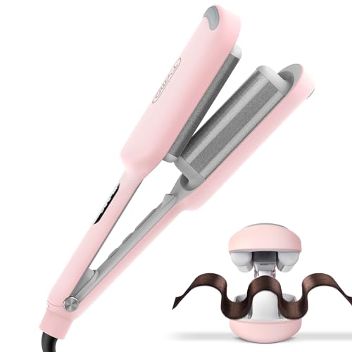 TYMO ROVY Modelador de cabelo ondas, Beach Waves ferro ondas 32 mm para grandes cachos, ideal para iniciantes, rolos ondulados instantâneos, onduladores de cabelo iónico com 4 temperaturas, ecrã LED