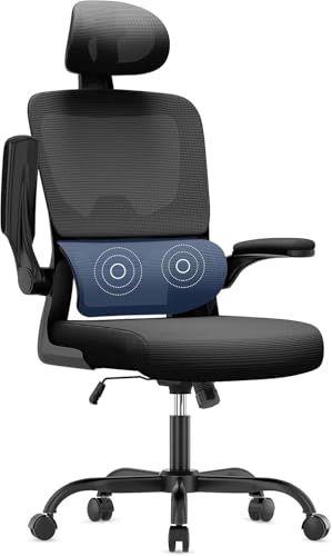 naspaluro Cadeira de escritório, cadeira de secretária ergonómica com suporte lombar dinâmico, apoios de braços bativeis, cadeira secretária com ajuste de altura, função de balanço de 120°, melhoria