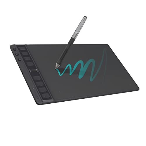 HUION Inspiroy 2 M Tablet gráfica, nova caneta digital PW110, 8 teclas de acesso direto personalizáveis, deslocador fácil de usar, ideal para desenhar, estudar e trabalhar em casa, preto