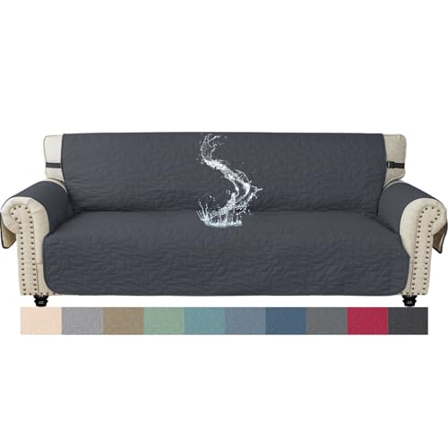 Ystyle Capa para sofá de 4 lugares, protetor de sofá impermeável, antimanchas, cobertura para sofá acolchoado verão, capas para sofá anti-arranhões, gatos cães, capas sofá anti-derrames, cinzento
