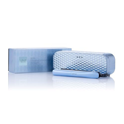 ghd gold Iced Luxe Collection - Ferro de cabelo profissional com baú de presente para alisar, enrolar e criar ondas, temperatura ideal de 185ºC, tecnologia de zona dupla, edição limitada 2024, azul