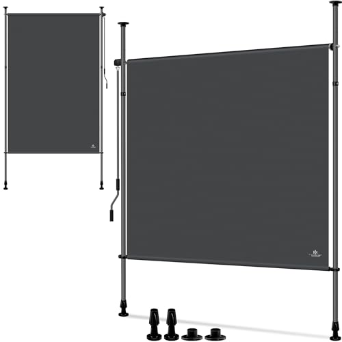 KESSER® Toldo vertical com pinça, 200 x 310 cm, extensível e opaco, toldo vertical com manivela sem orifícios, proteção visual e proteção contra o vento para jardim e terraço, resistente à água