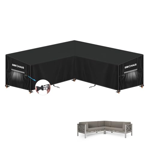 SIMPHAUS Capas para sofás em forma de V capa sofá jardim capa para sofá de canto capa móveis exterior impermeável cobertura sofá canto exterior anti-UV 420D tecido Oxford 235 x 235 x 90 x 80/60 cm