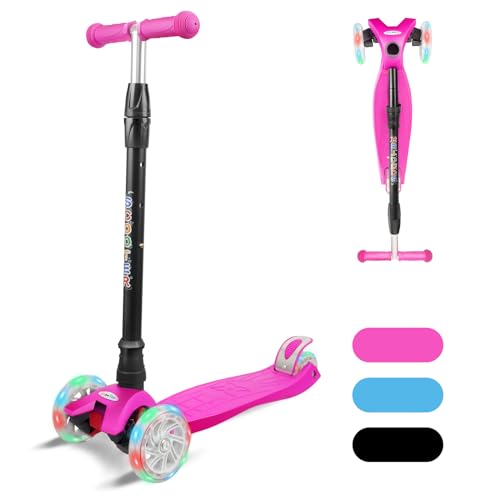 KORIMEFA Scooter Scooter ajustável com 3 rodas LED para meninos e meninas dos 3 aos 12 anos Scooter infantil skate infantil com 3 altura ajustável de 72 a 85 cm