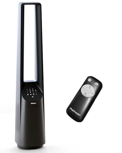 Pro Breeze Ventoinha de torre silenciosa sem pás de 101 cm, com 6 velocidades e controlo remoto, oscilação de 60º, 5 modos, temporizador, ventilador grande e portátil para casa e escritório