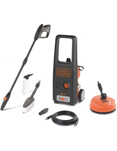 Black+Decker Hidro-limpeza de alta pressão BXPW1500PE com pátio Cleaner e escova fixa (1500 W, 120 bar, 390 l/h)