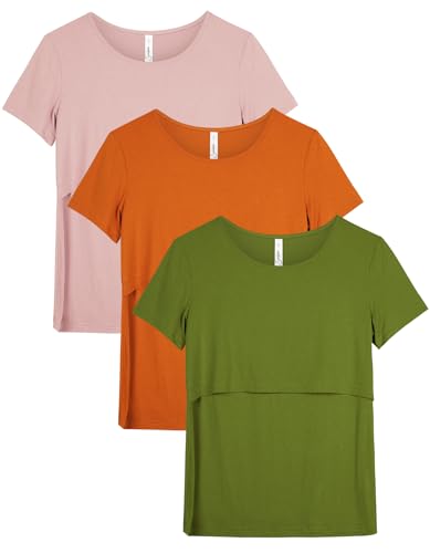Sosolism 3 Pacotes de praia de maternidade e amamentação mulher de manga curta roupa de enfermagem t-shirts grávidas tops