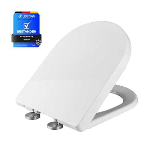 Ibergrif M41001 Tampa wc, assento sanitário macio em forma de D com libertação rápida para facilitar a limpeza, branco