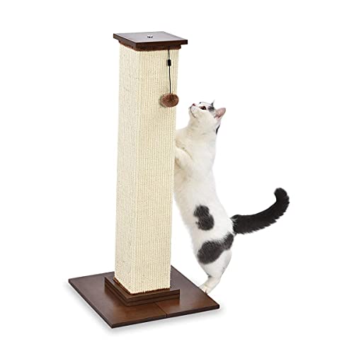 Amazon Basics Raspador para gatos de interior, resistente, com piso de madeira, 90 cm, cor castanho