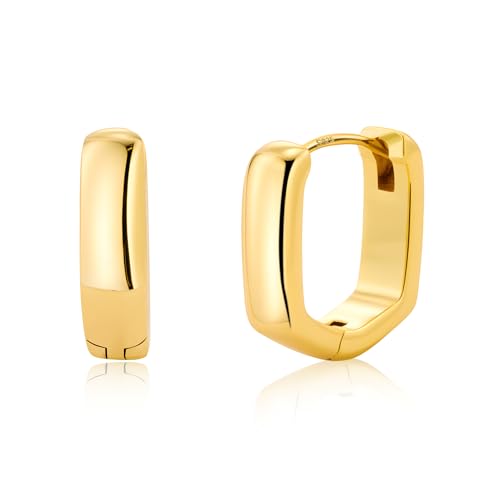 ASH'S CHOICE Brincos mulher prateada, brincos aros pequenos de prata 925 para mulher, banhado a 14 K brincos dourados mulher de aro pequenos, minimalistas brincos de argola prata mulher