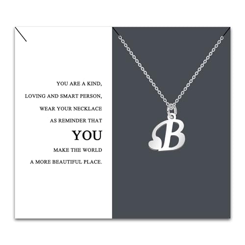 HEYEJET Colar inicial original aço inoxidável, colar mulher com pingente letra A-Z pequenas - bijuteria presente mãe filha aniversário namorada ou amigas presente com cartão inspiradora