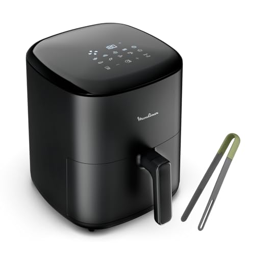 Moulinex Easy Fry Max 5L Frigideira de ar de 1500 W, economia de energia até 70%, painel de controlo intuitivo, 10 programas automáticos, para 6 pessoas, inclui ganchos de peneiras, preto, EZ245820ES