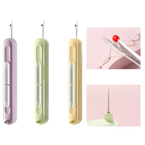 3 peças conector de agulha de encaixe, ferramenta de separação de costura de fiação de agulha 2 em 1, ferramenta de enfiamento de agulha de extração extensível