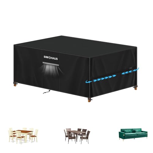 SIMPHAUS Capa para mesa de jardim chuva capa móveis terraço impermeável cobertura móveis exterior com ventilação resistente ao vento capa para mesa exterior anti-UV tecido Oxford 420D 140 x 80 cm