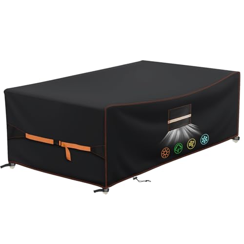 QLSXLB Capa mesa exterior impermeável, tecido Oxford 420D capa para móveis de jardim, 180 x 122 x 75 cm, capa protetora para móveis e jardim com saídas de ar resistente ao vento, anti-UV, anti-pó
